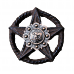 G024-1 CAST IRON STAR WITH TEXAS STATE CONCHO WALL DECOR (2 PIECE SET)